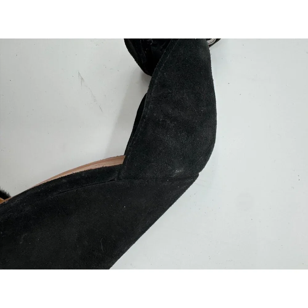 Isabel Marant Pony Hair Black Suede Ankle Strap Wedges Heels Size 8 or EU 38 Mad